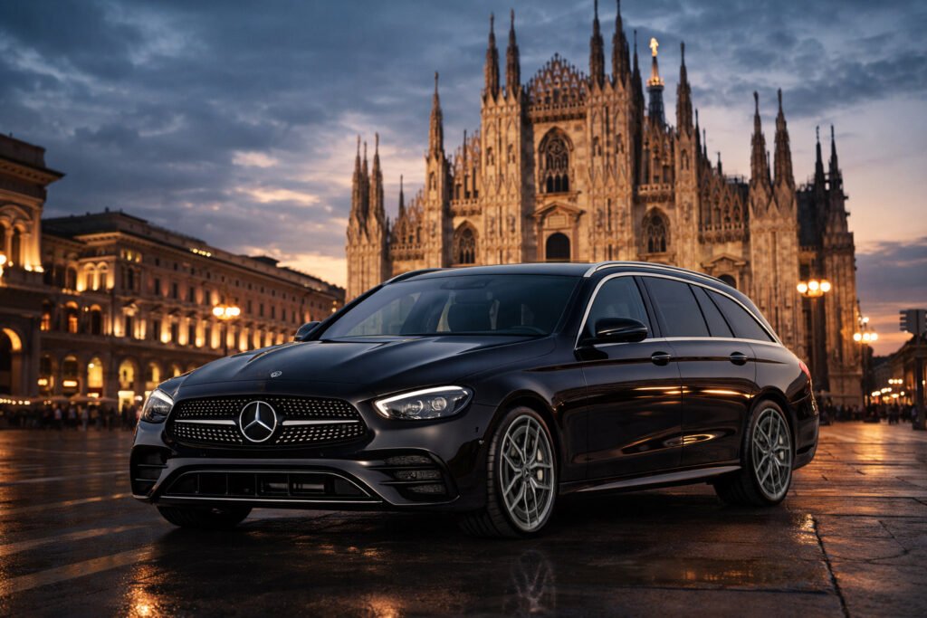 Mercedes-Benz Classe E AMG Line, colore nero, Lombardia, Milano, Duomo